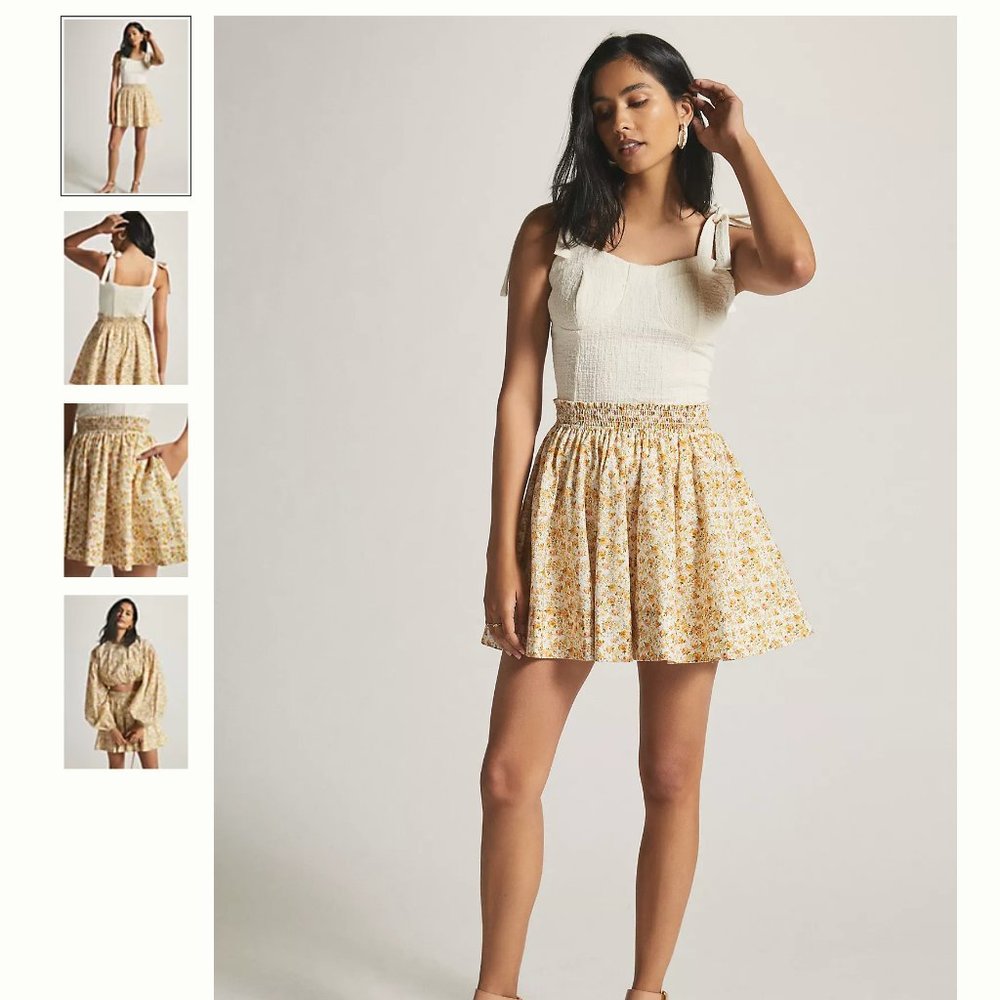 ANTHROPOLOGIE : Significant Other Printed Mini Skirt : YELLOW MOTIF